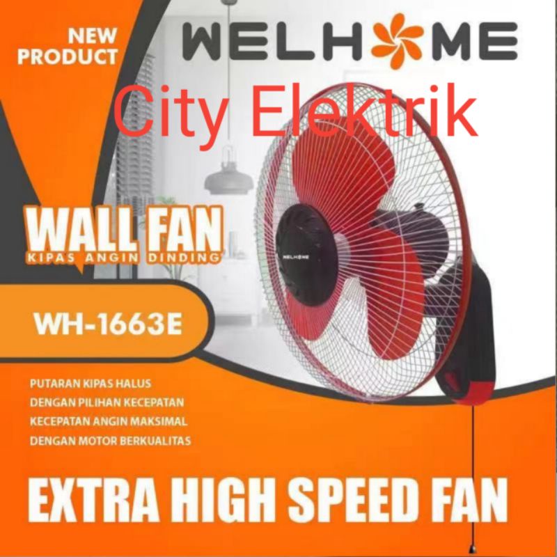 Wall Fan / Kipas Angin Dinding Welhome 16 inch