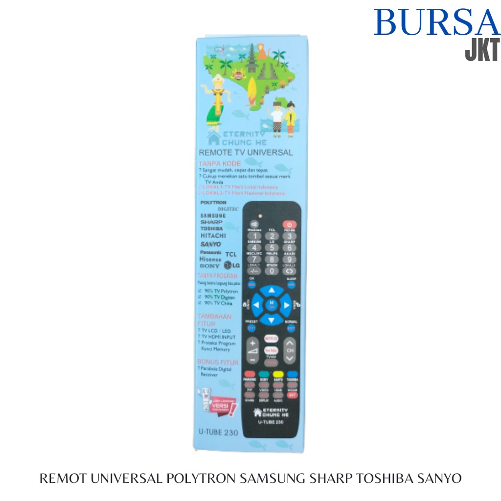 REMOTE TV UNIVERSAL YOUTUBE NETFLIX POLYTRON SAMSUNG TOSHIBA LG TCL TANPA PROGRAM UTUBE 230