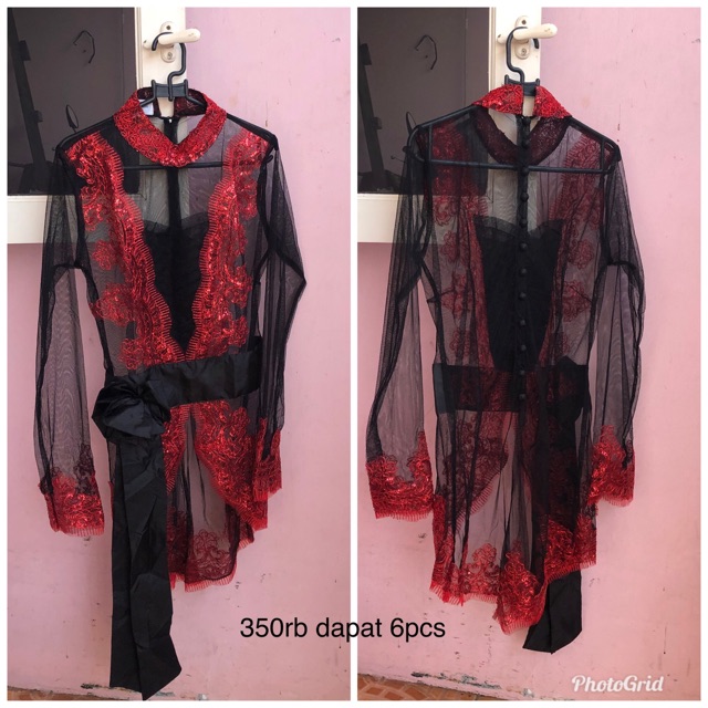 kebaya penerima tamu hitam tile 6pcs