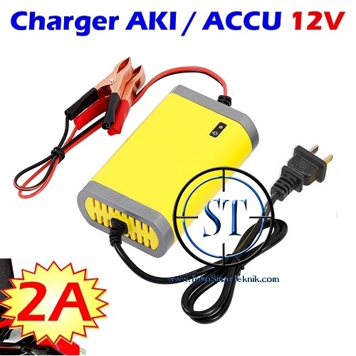 Charger Aki 12v 2A Portable Motorcrycle Intelligent Case Accu Battery Cas Accu Mobil Motor 2 Ampere Baterai  Portabel