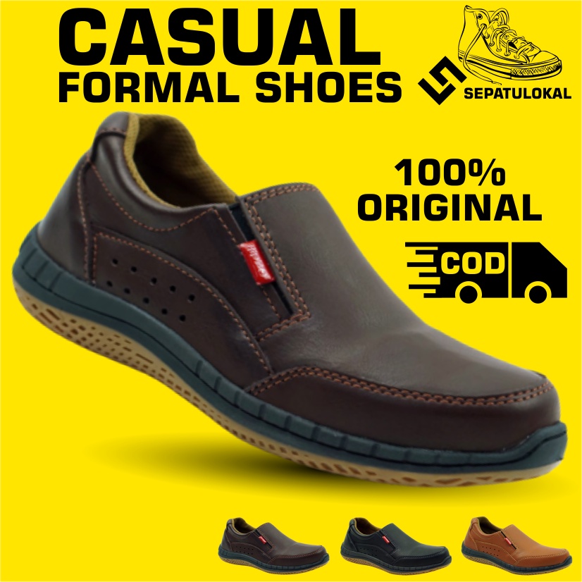 Sepatu Slop Pria Casual Selop Semi Formal Cowok Spatu Crocs Kerja Slip On Kasual Pria Kulit Original