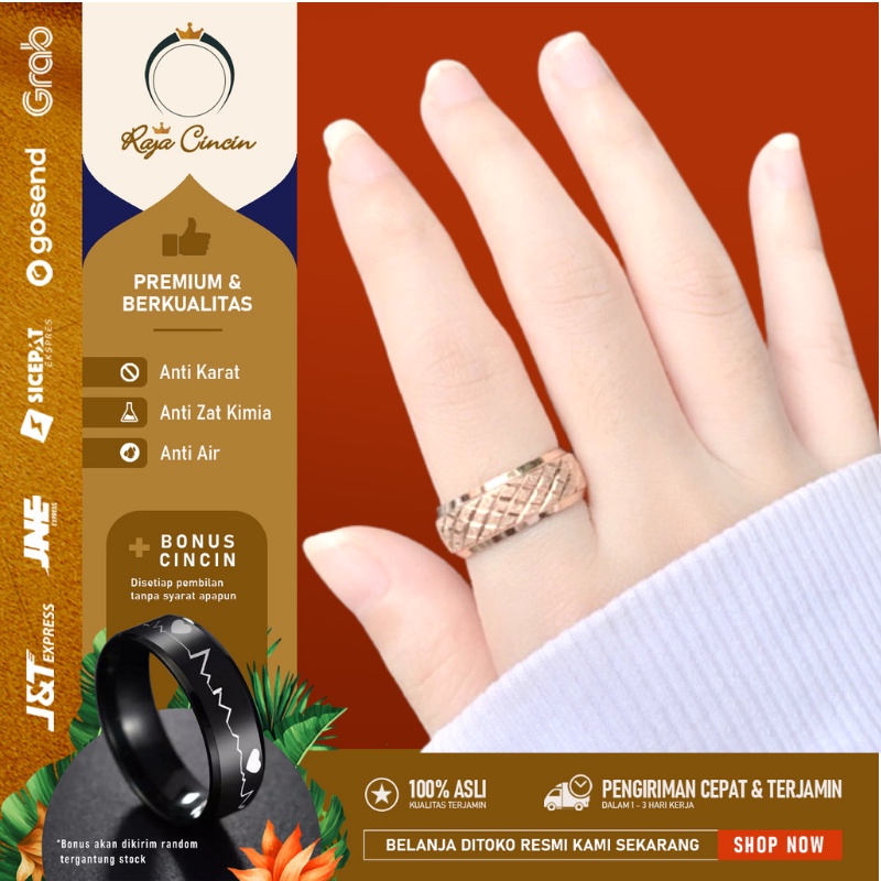 Cincin Titanium Wanita Anti Karat Asli Perak Silver Cewek Korea Palldium Premium Mewah