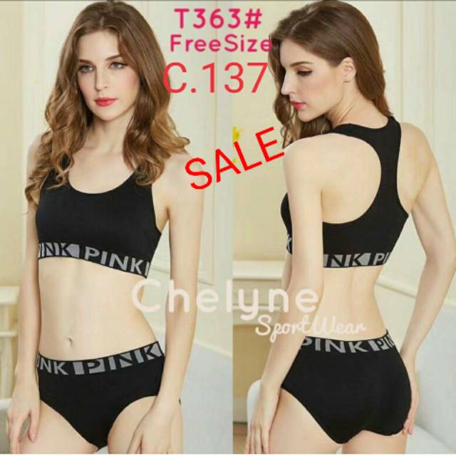 D.794. Setelan bra celana PINK 50rb. Allsize fit XL.