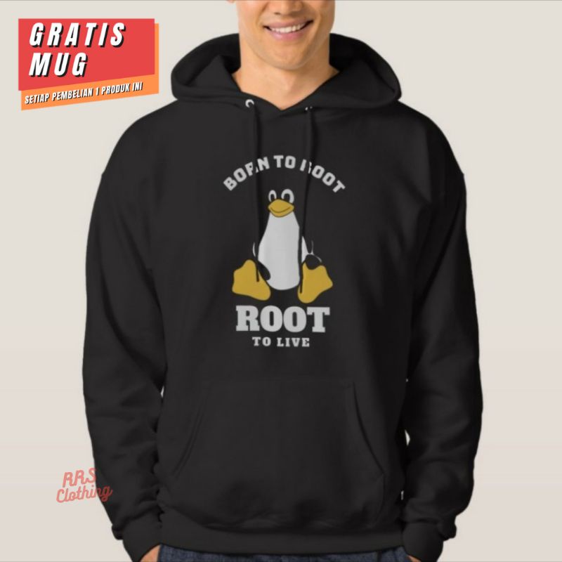 Jaket Hoodie Cotton Fleece Programmer LINUX REDHAT BORN TO ROOT