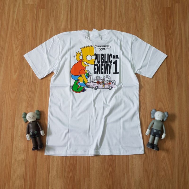 TSHIRT KAOS OFF WHITE X SIMPSONS PUBLIC ENEMY WHITE