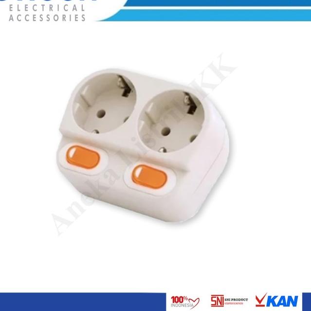 ♕ UTICON STOPKONTAK S128SW S 128 SW STEKER PLUS SAKLAR 2LB 2Lubang - WITH BubbleWrap ❀
