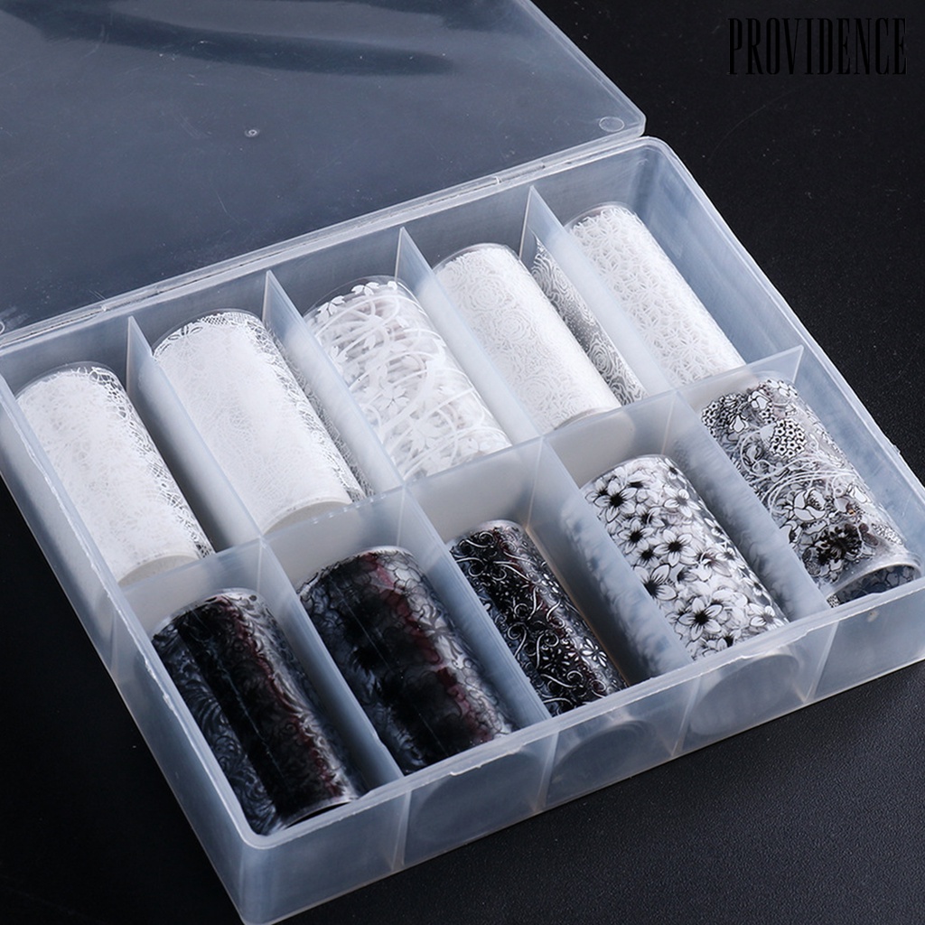 Providence 10pcs / Set Stiker Kuku Motif Print Bunga Tahan Lama Untuk Nail Art / Manicure