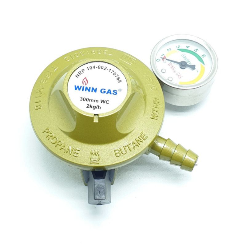 Regulator Gas Winn Gas W-118M + Meter Tekanan Rendah