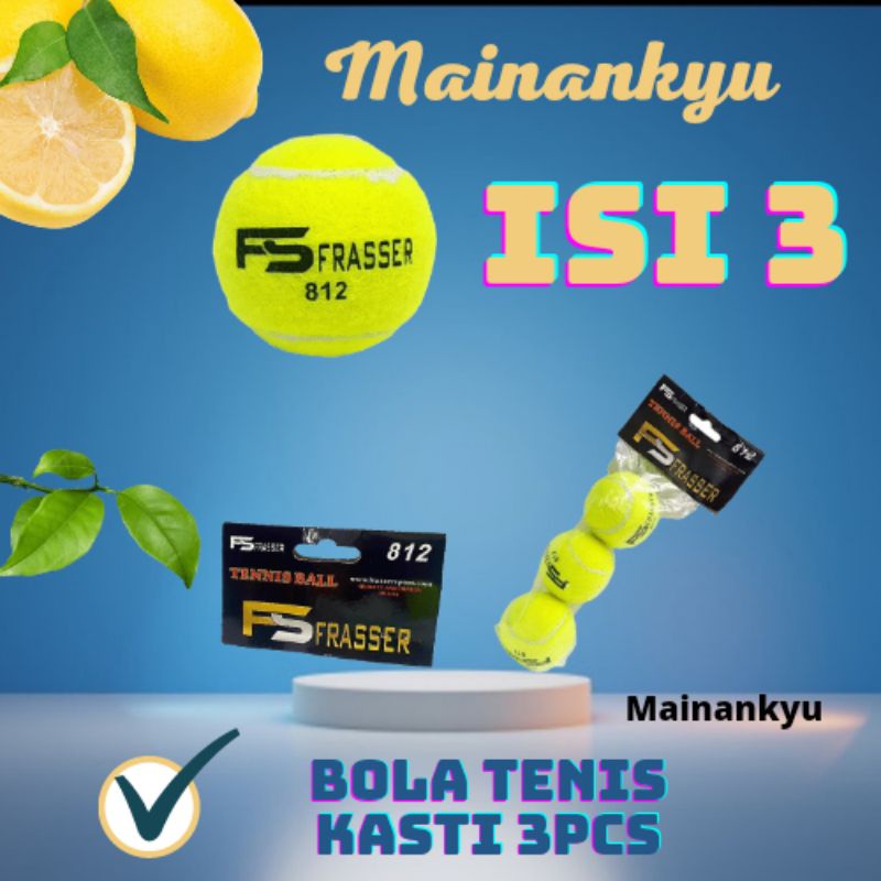 bola tenis bola kasti 812 frasser 1 pak isi 3