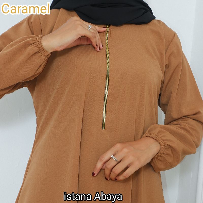 Cantik &amp; Minimalis bgt ka Abaya Polos Zipper Warna-warni Soft Cantik-Cantik, bahan Super bagus halus &amp; jatuh,Lebar Bawah Mayung