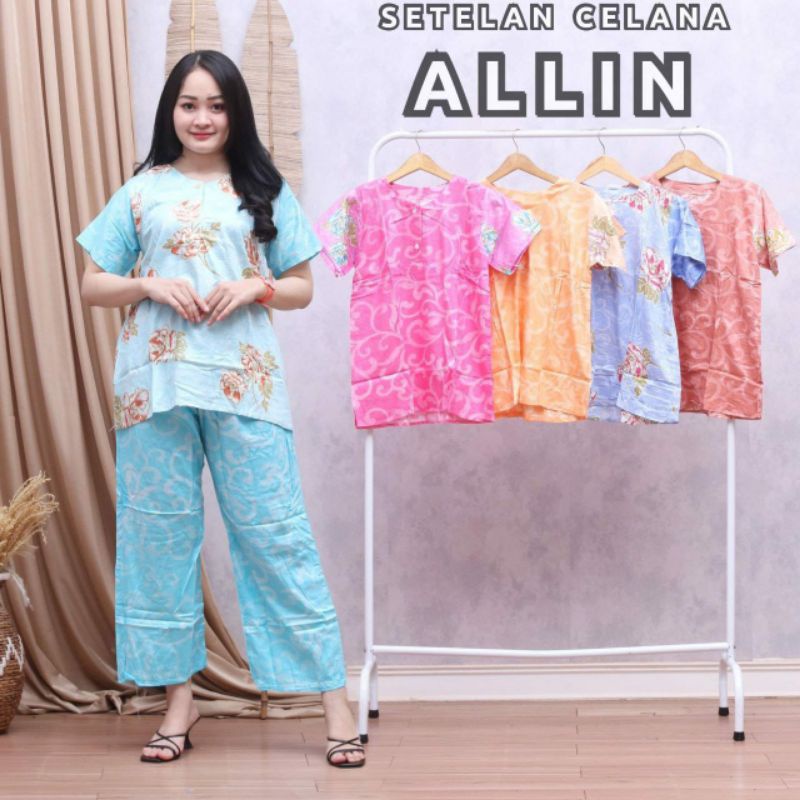 SETELAN CELANA PANJANG LD 100 KANCING DEPAN BAHAN SANTUNG RAYON ADEM BERKUALITAS.