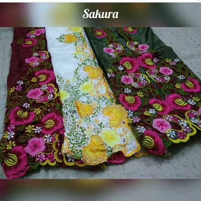 Kebaya Bali | Kebaya Semi Bordir Sakura bahan Katun Swiss