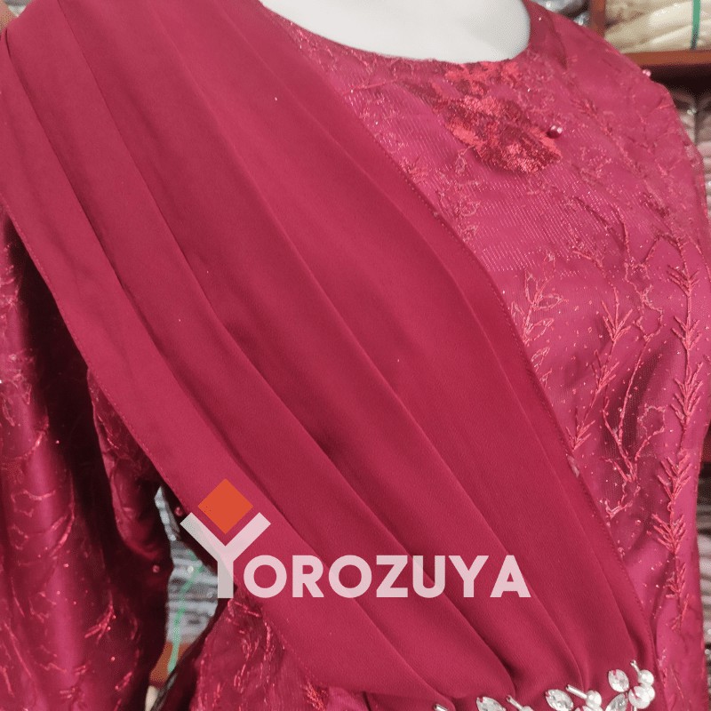 Batik Brokat Couple Kebaya Modern, Kebaya Tunangan Lamaran, Kebaya Wisuda, Kebaya Kondangan-KEBAYA + ROK (Maron)