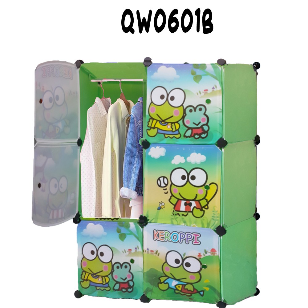 BAYAR DITEMPAT Lemari Pakaian Plastik Portable AWET simple Doraemon Hellokitty Keropi 6 Pintu Import Termurah