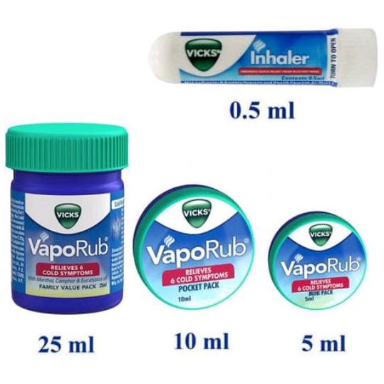 Vicks Vaporub 10gr / 25gr / 50gr - Vicks Inhaler 0,5 ml - Melegakan Hidung Tersumbat Karena Pilek da