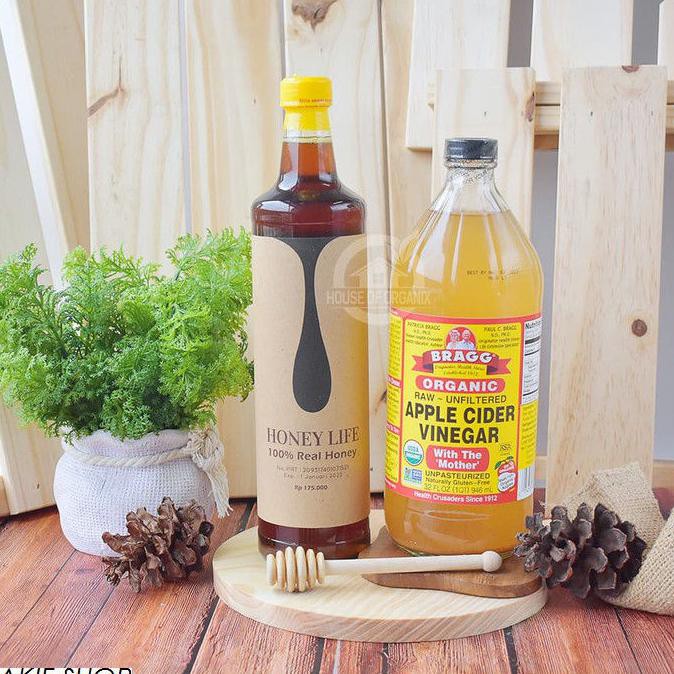 

Premium Bragg Apple Cider Vinegar 946 Ml + Honey Life Raw Wild Forest Studio.Abrarr