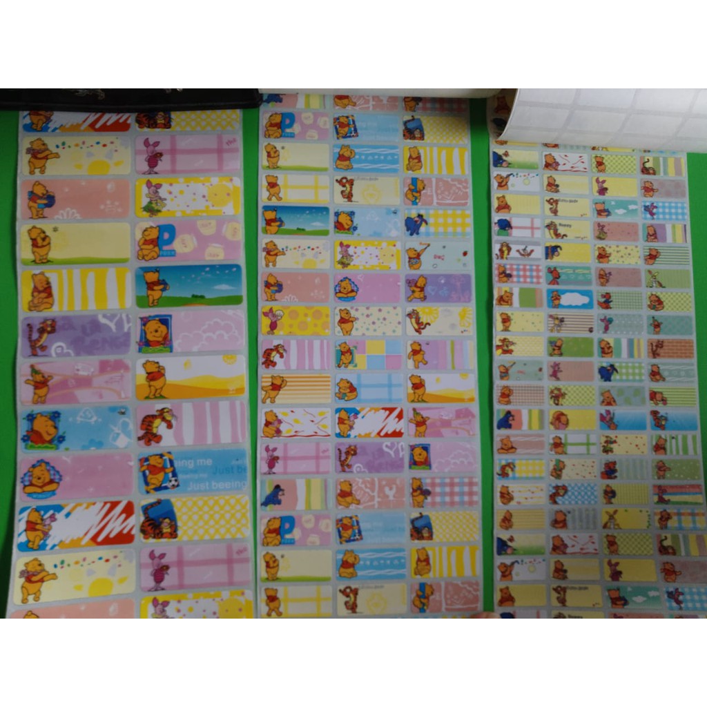 

POOH Stiker label nama waterproof anti air murah