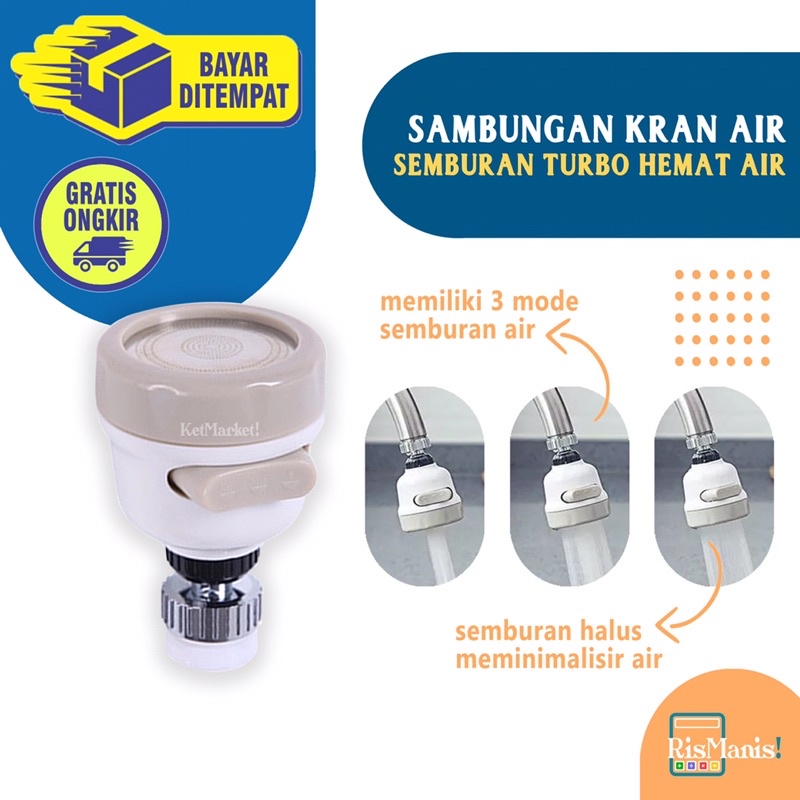 ROTATABLE SINK FAUCET SPRAY - Sambungan Keran Air Turbo Tambahan Wastafel Dapur Semprotan Shower