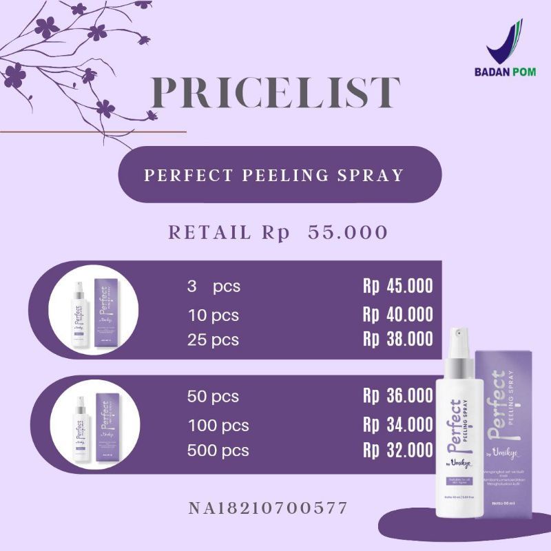 Perfect Peeling Spray by UMIKYO / Peeling Tca dosis tinggi BPOM