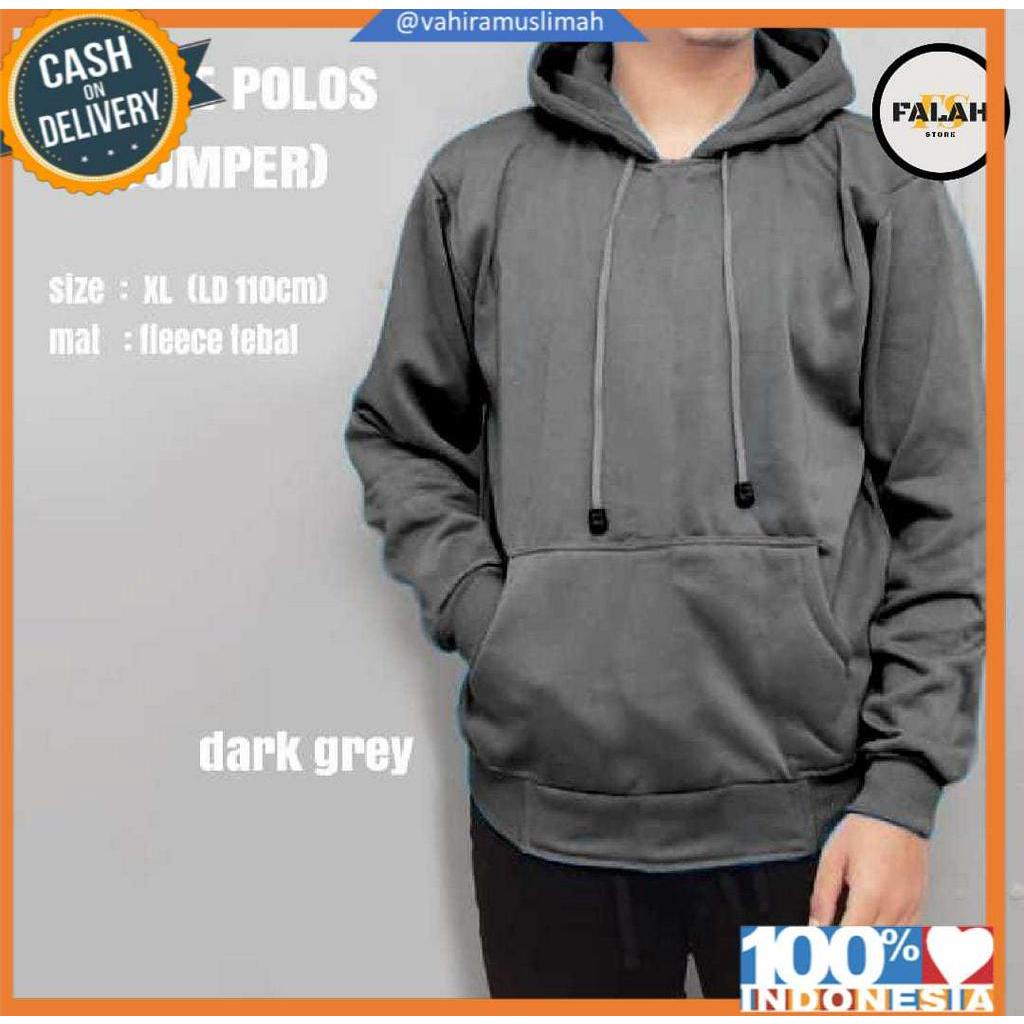 Jaket Jumper polos distro hoodie fleece L fit to XL BTC