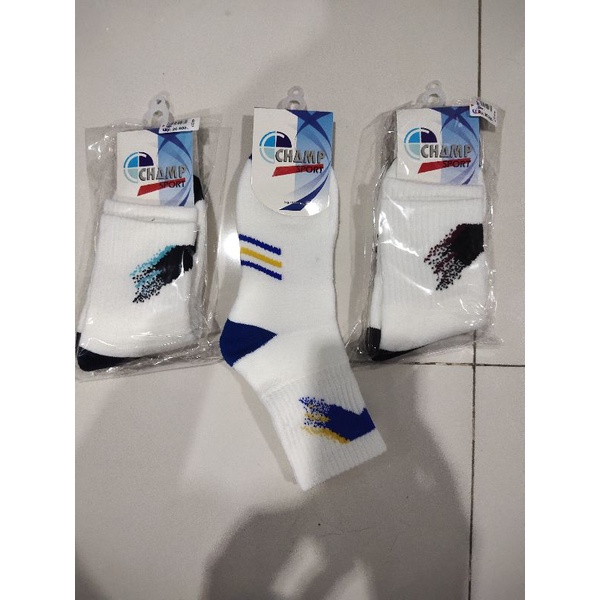 KAOS KAKI SPORT TEBAL PREMIUM MOTIF CHAMP / KAOS KAKI TEBAL MOTIF DIATAS MATA KAKI, PASTI ORI DAN READ