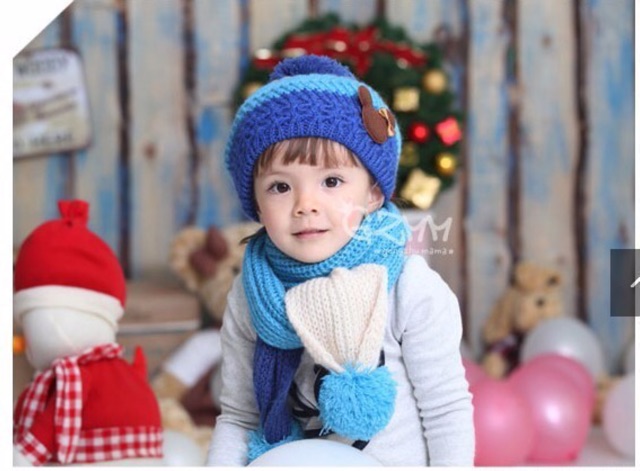 IMPORT Hat Scarf Kids Rainbow Topi Syal Anak Rajut Wool 1 set Musim Dingin Winter