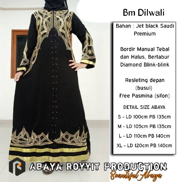 New Abaya Gamis Jubah Maxi Dress Arab Saudi Bordir Zephy Turki Umroh Dubai Turkey India Wanita Hitam