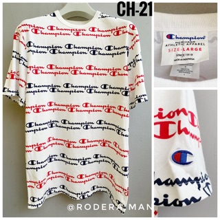  Kaos  Champion  Life Men Heritage  Tee All Over Logo Original 