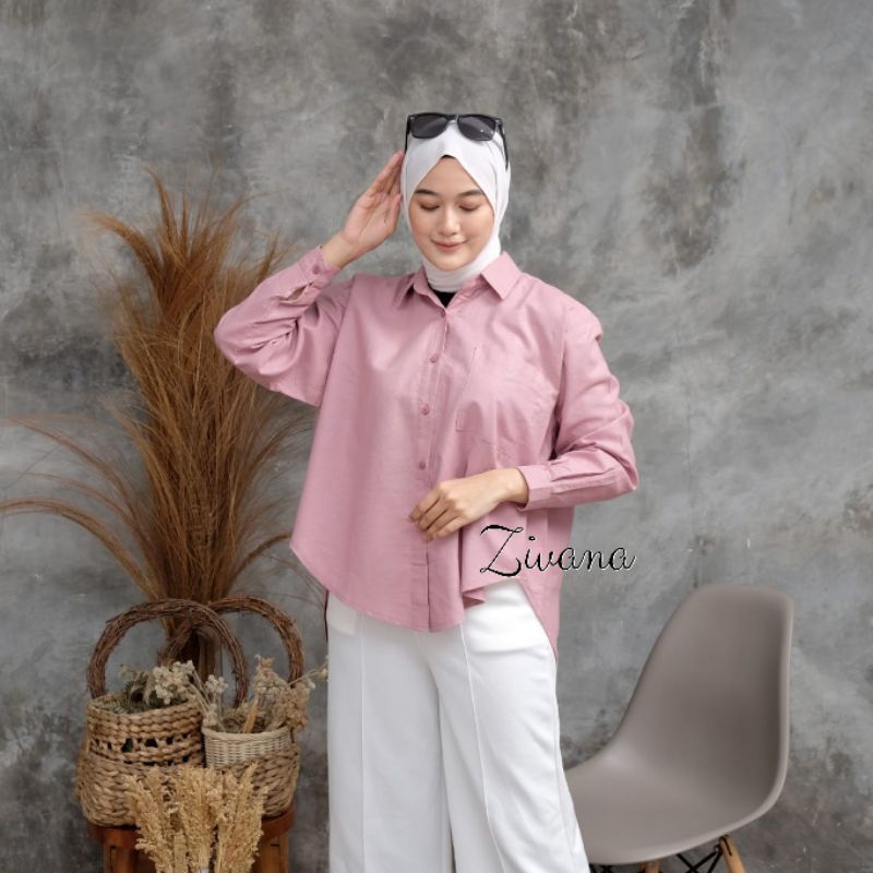 KEMEJA RAMI OVERSIZE LD±134cm -Alina Blouse //JF576