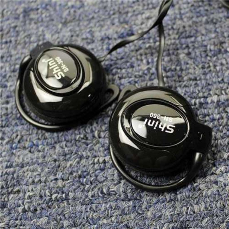 Grab Medan Shini Earhook Clip-on Headphone Sporty - SN360 Hitam