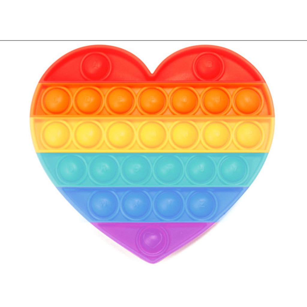 Pop It Fidget Push Mainan Anti Stress Rainbow +/- 12 cm-Love