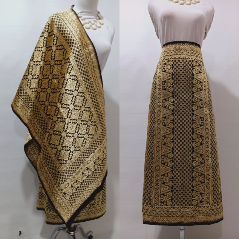 Songket Palembang Asli Motif Lepus Berlian ORI Warna Hitam