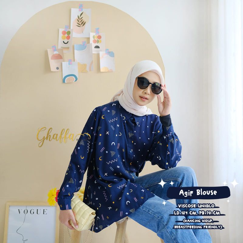 Blouse muslimah / Agif blouse by ghaffa the label / blouse motif modern