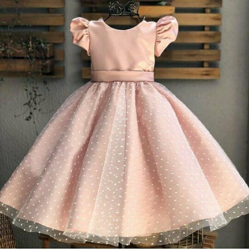 Gaun Pesta Anak Rose Gold Prium Mewah