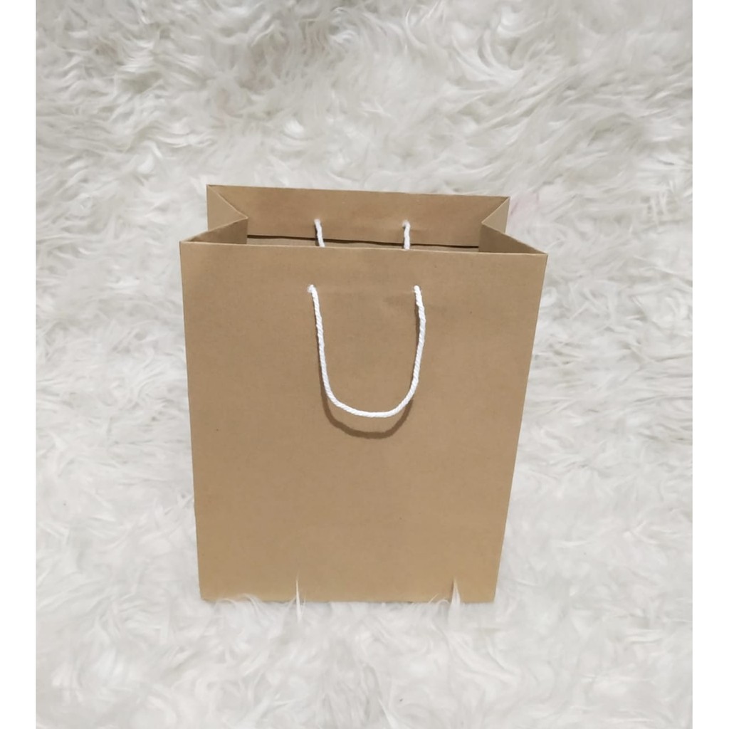 PAPER BAG uk M 19.5x12x25 Tas Kertas Polos Samson Craft Coklat Bingkisan Souvenir Ulang Tahun Anak Birthday PBM-4