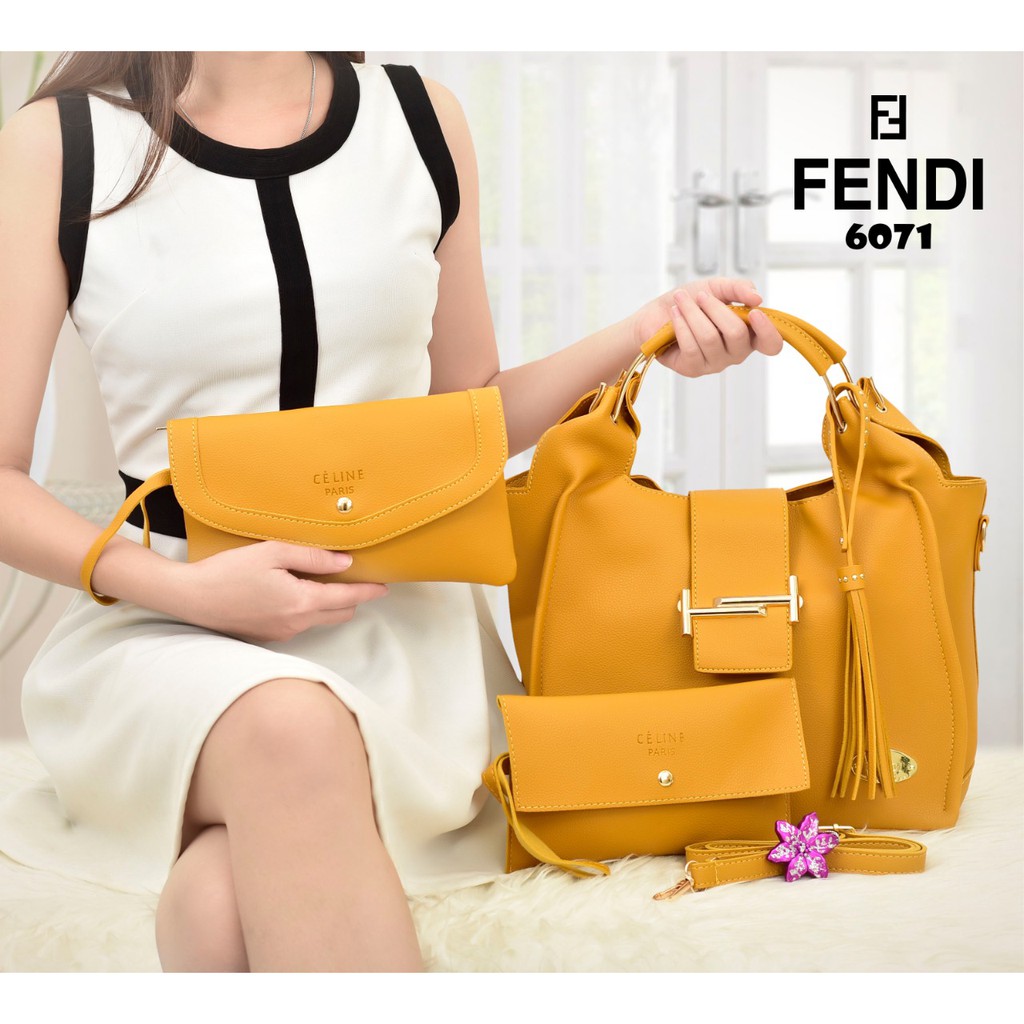 Fendi Belvania 6071 VIC SET3IN1 TAS SELEMPANG TAS IMPORT TAS FASHION HAND BAG WANITA BATAM