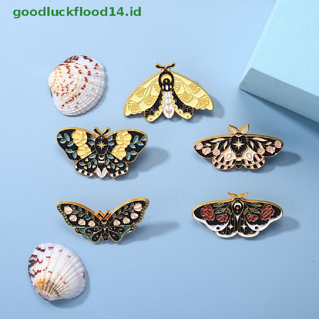 Bros Pin Enamel Bentuk Kartun Serangga Butterfly Moth Gaya Retro Untuk Hadiah