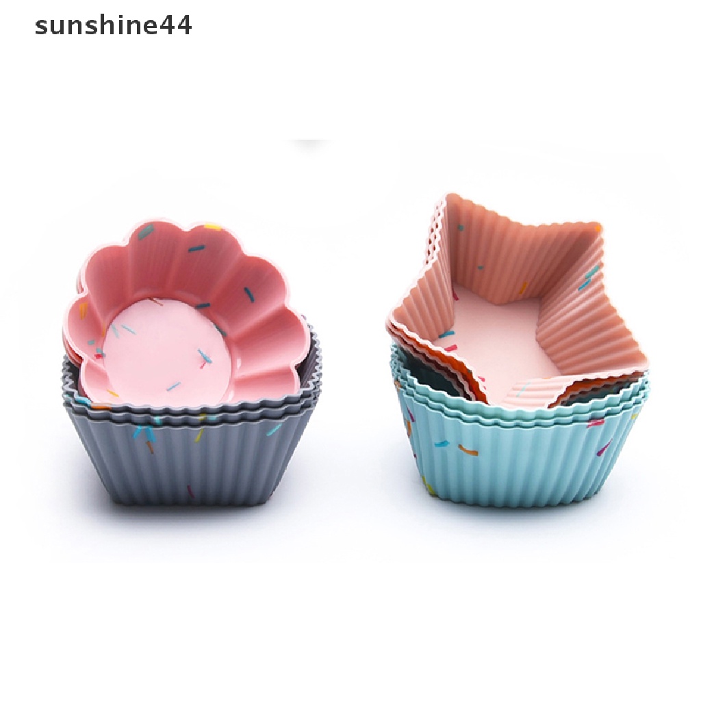 Sunshine 12pcs Cetakan Kue Muffin / Cupcake DIY Bahan Silikon