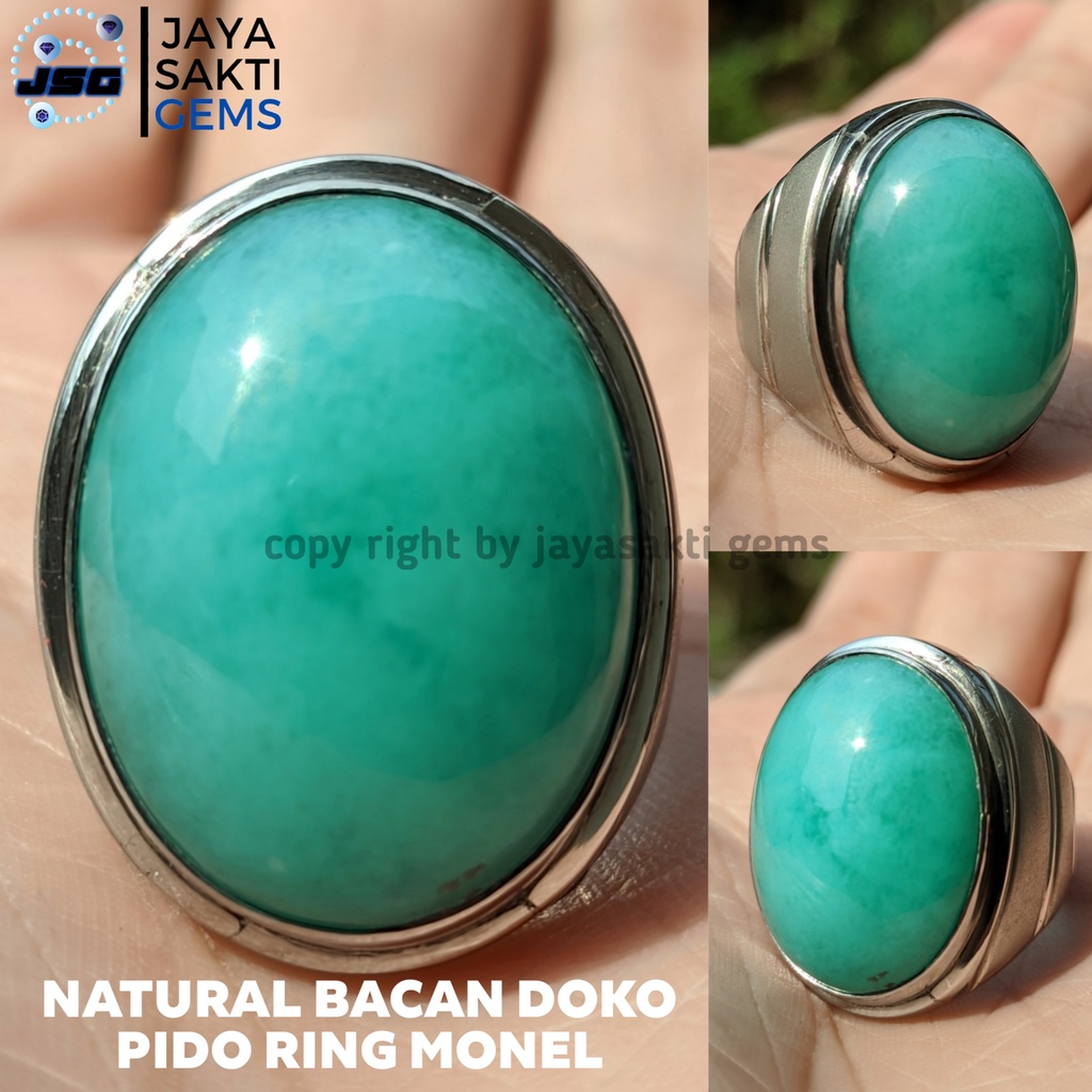 Natural Batu Akik Bacan Doko Pido Full Kristal Ring Monel BDP06