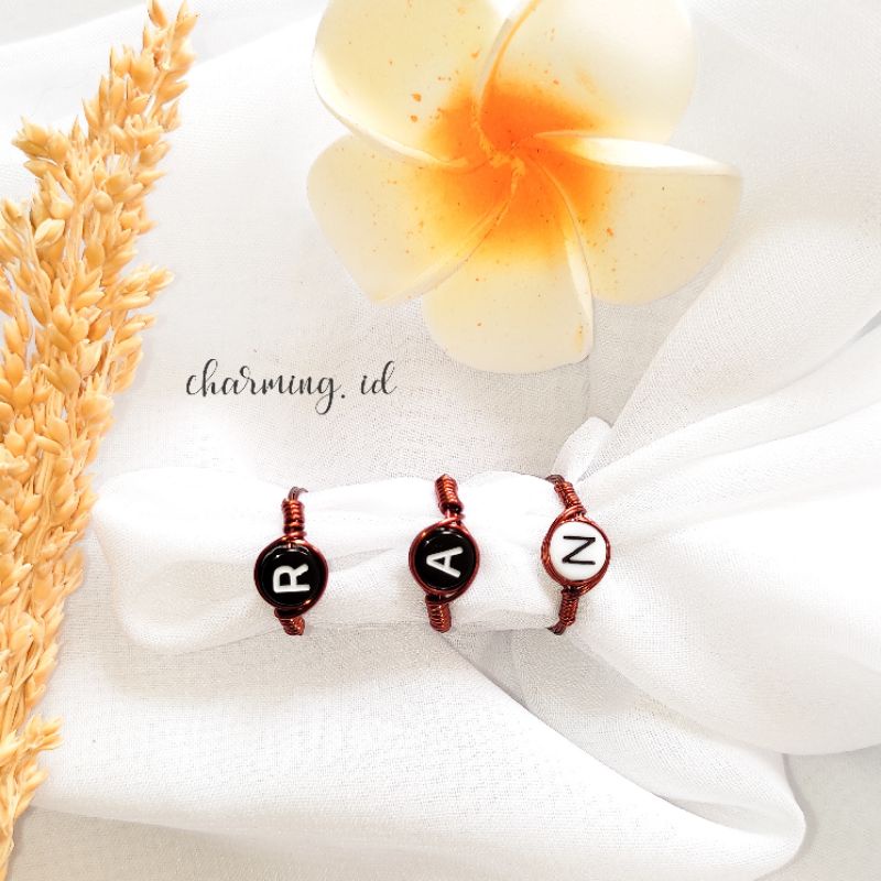 Cincin Inisial Kawat Tembaga (model 2)
