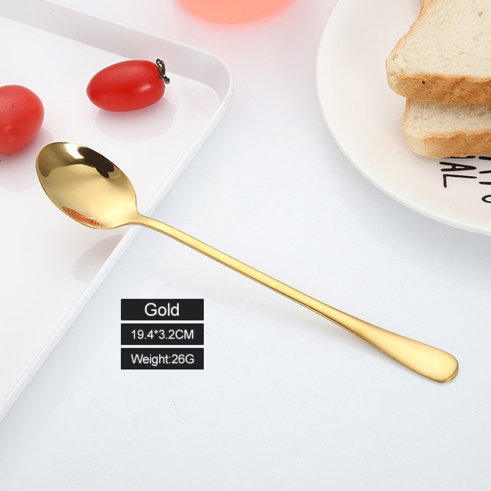 Sendok Teh Gagang Panjang Long Handled Tea Spoon Stainless Steel Murah - Silver