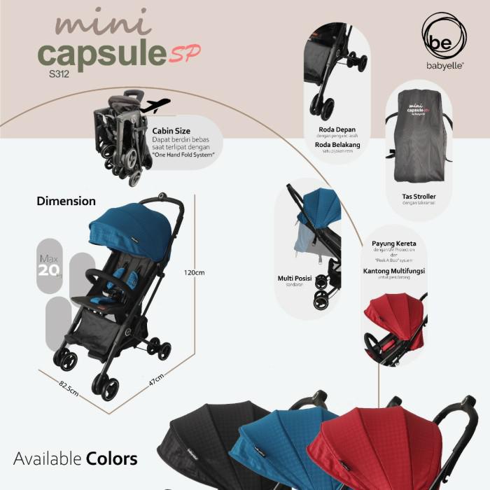 Erba Stroller Babyelle S - 312 Mini Capsule Kabin Size - Red Kekinian Terlaris