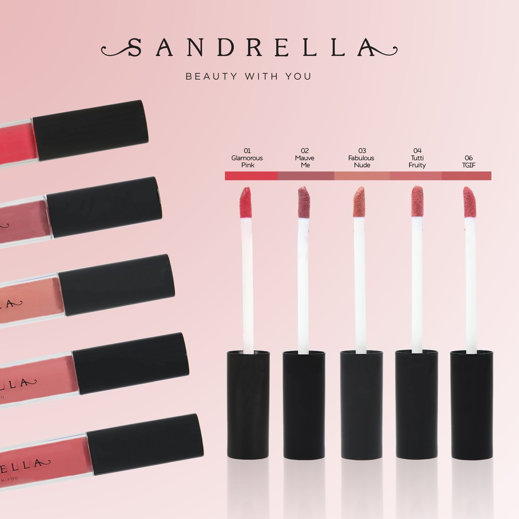 Lip Matte - by Sandrella [Berizin BPOM] - Lip Cream - Lipcream Matte- Lipcream - Tersedia 5 Varian