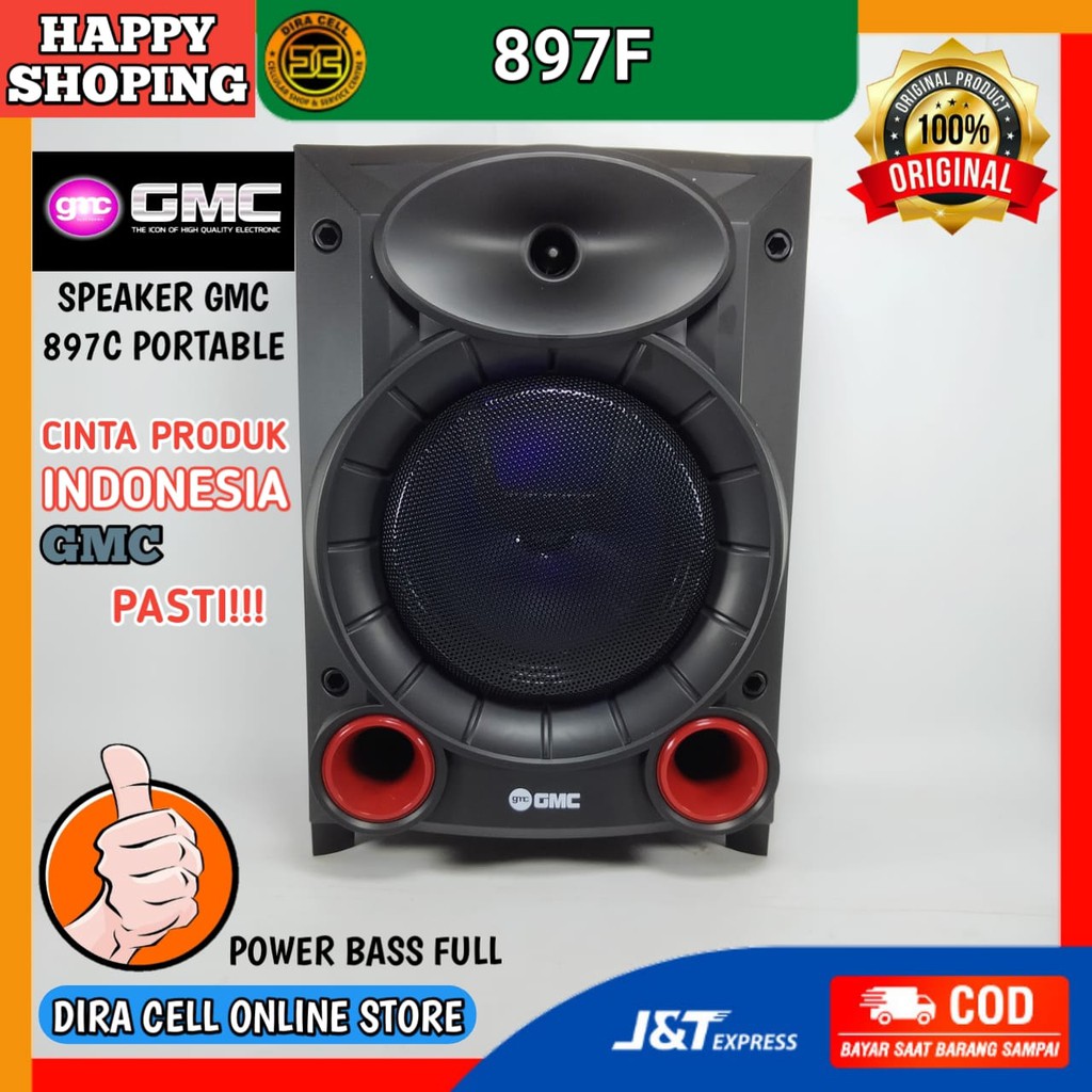 Speaker Sepiker Salon Box Music Meeting GMC 897F 8 inch Portable Bluetooth Multifungsi Free Mic