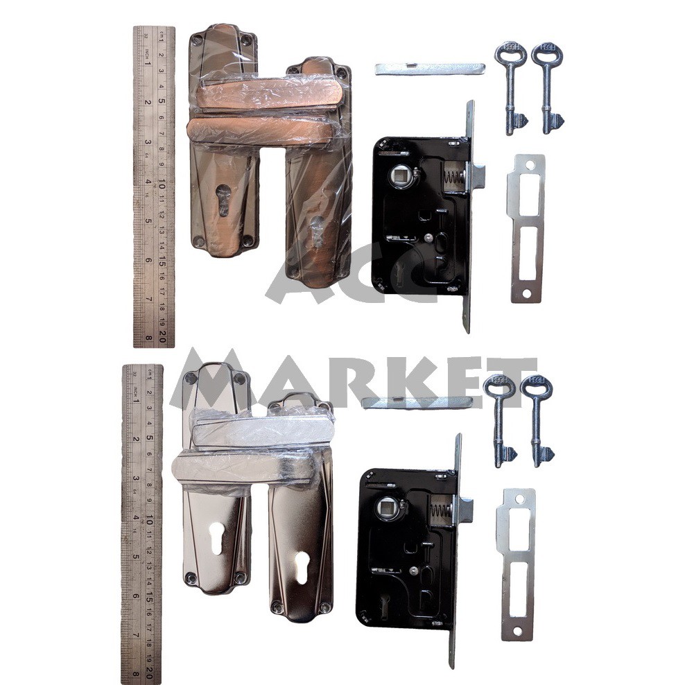 Handle Set Kunci Pintu Rumah NPL KECIL Putih Coklat