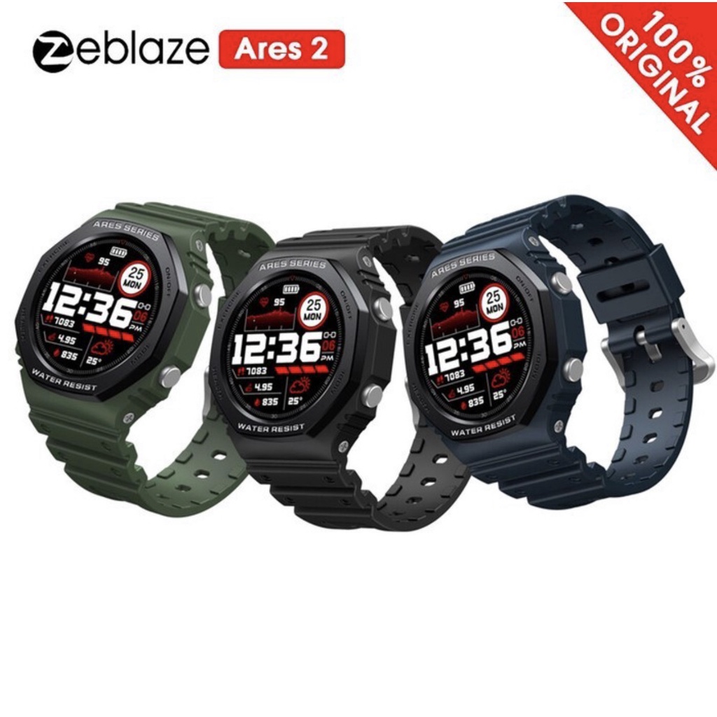 Zeblaze ARES 2 Rugged Fashion Smartwatch Waterproof 5 ATM SPo2 Sensor