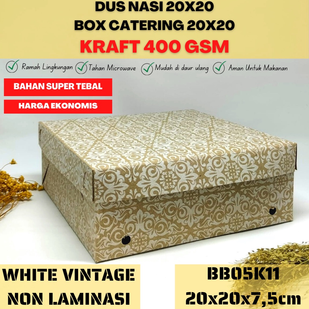 Dus Nasi 20x20 Super Tebal 400 Gsm (BB5K115-Non Laminasi)