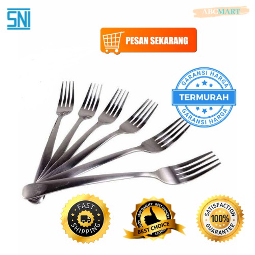 [BISA COD] PROMO Garpu Makan Isi 6 Pcs Model Polos Stainless Tebal 189 27gr Harga Murah Terjangkau