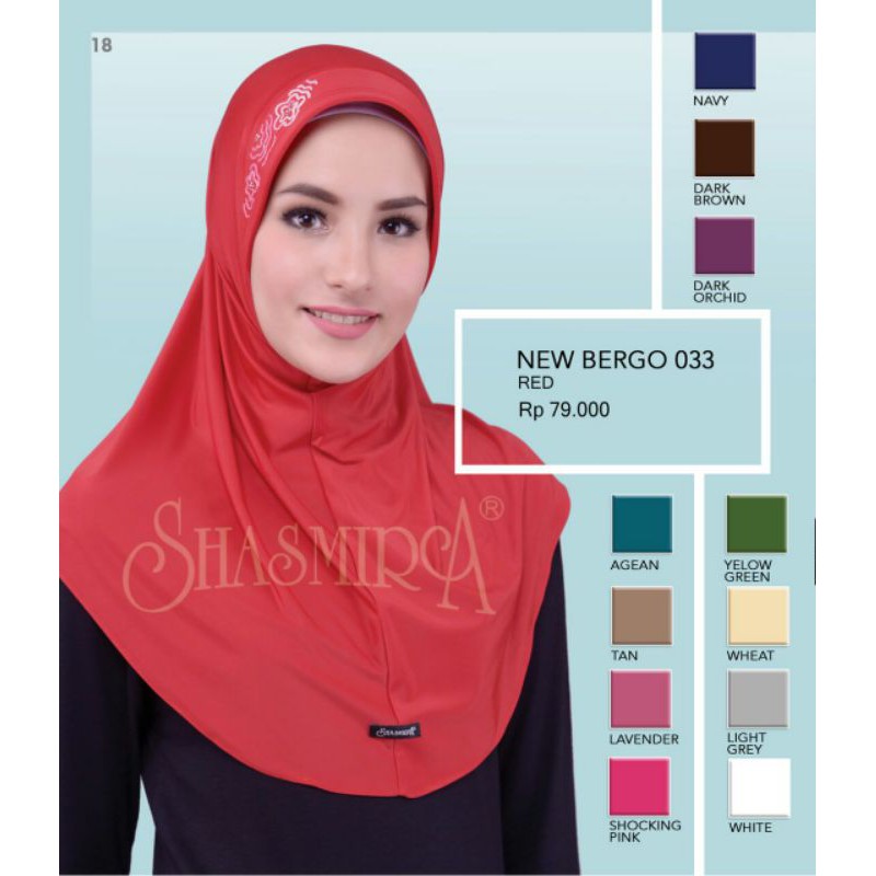 Hijab Instan Shasmira New Bergo 033 Jilbab Kerudung Bergo Spandek Pendek Bordir Pet Kecil