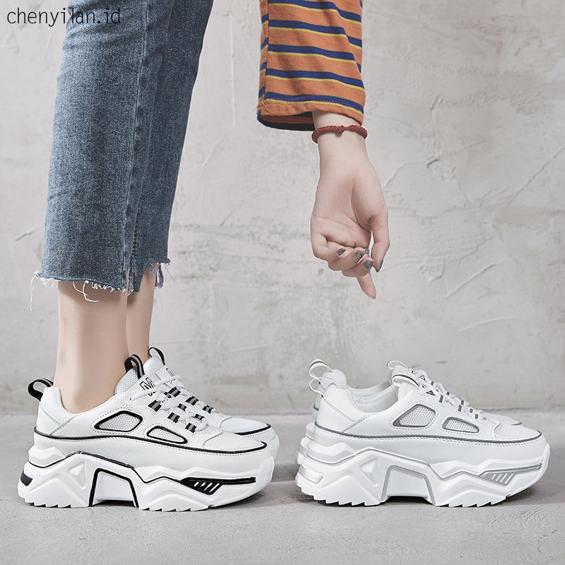 Ulzzang Sepatu  Sneakers Wanita  Sport Casual  Sole Tebal 